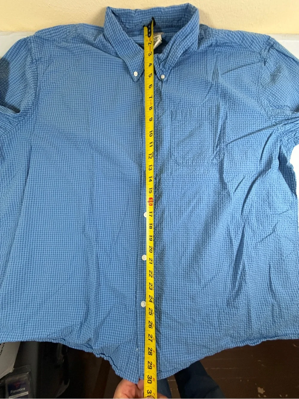 L.L. Bean Light Blue Checked Button-Down Shirt